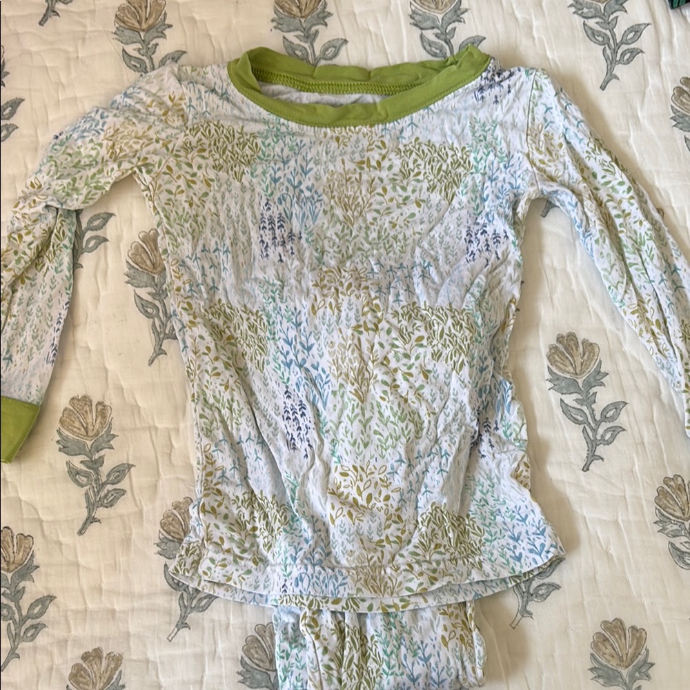 Little Sleepies Bamboo Pajama Set in Green and White